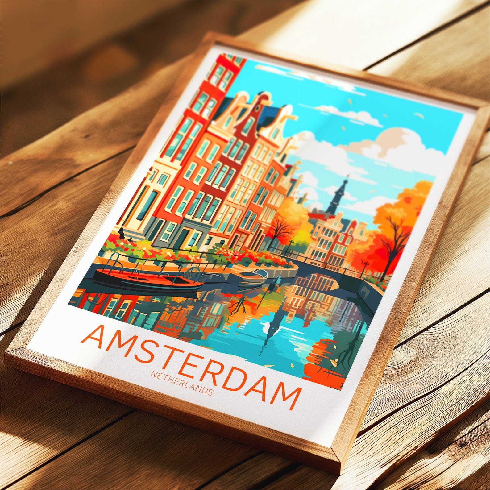 Amsterdam Travel Poster - Amsterdam Poster - Netherlands Wall Art for ...