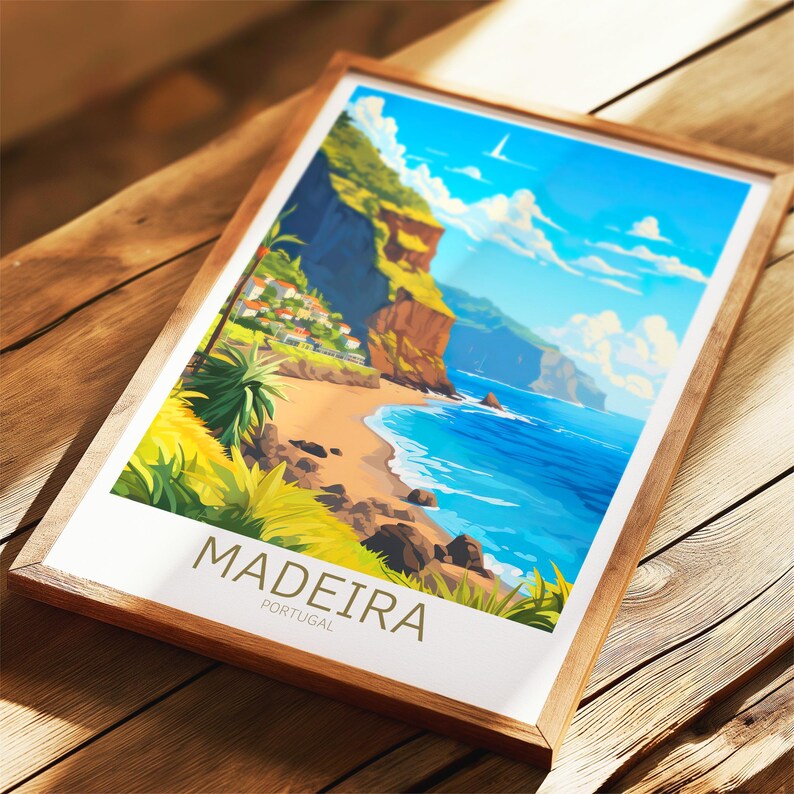 Madeira Reseposter Portugal Poster Madeira Vintage Poster Reseposter Madeira Retro Poster Madeira Resor Present Väggkonst Tryck bild 6