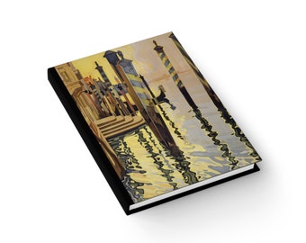 Venice & the Lido Italian Vintage Travel Poster Hardcover Journal - black - (Blank/Unlined)