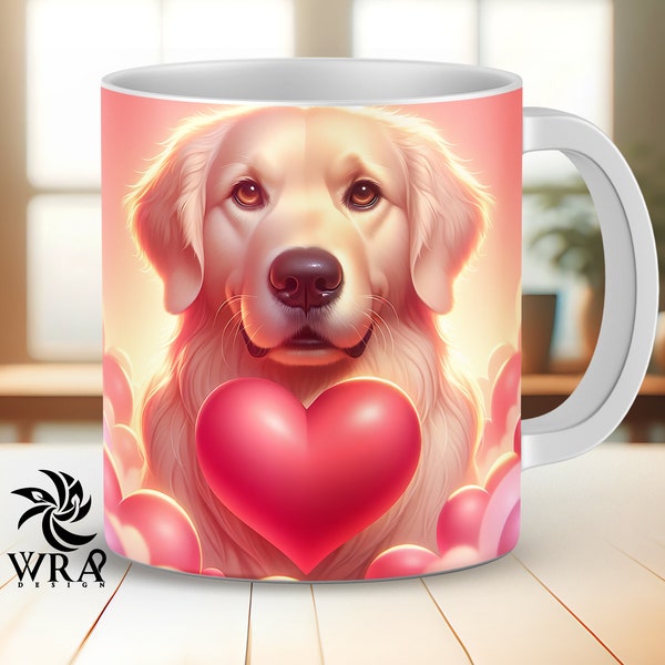 Golden Retriever Heart Mug Wrap Sublimation Designs Coffee Mug Wrap Designs 15oz and 11oz Mug Wrap Png Dog Mom Mug Sublimation Wraps