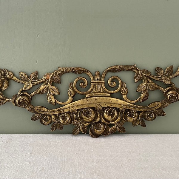 Antique French Bronze Furniture Embellishment, Roses, Furniture Trim, Swag, Architectural Salvage, Furniture Hardware, Stamped To The Revers