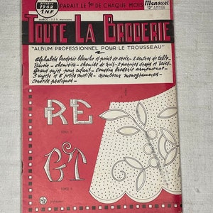 Vintage francés Toute La Broderie Revista de bordado Revista Octubre 1962, 20 páginas, Bordado, Artesanía, Punto de Cruz
