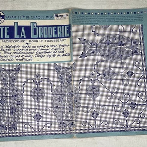 Vintage francés Toute La Broderie Revista de bordado Revista Marzo 1960, 20 páginas, Bordado, Artesanía, Punto de Cruz