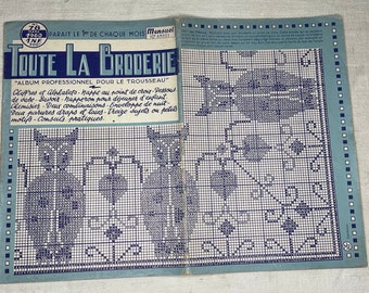Vintage French Toute La Broderie Embroidery Magazine Journal March 1960, 20 pages, Embroidery, Craft, Cross Stitch