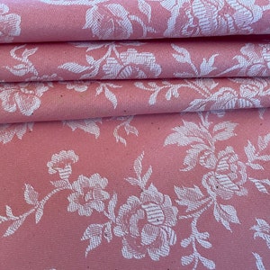 Vintage französischer unbenutzter Damast Stoff, Rosen, französisches Inlett, Toile de Matelas, Reversibel, Leinen Metis 78 ins x 41 ins lang oder 200cms x 125 cm