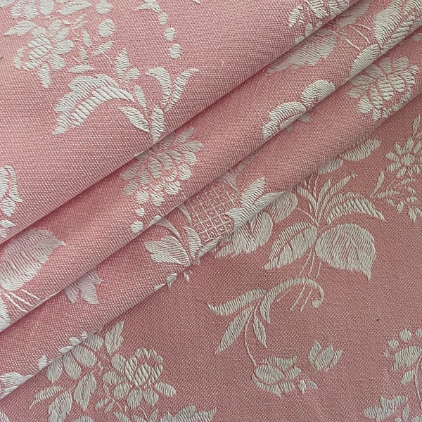 vintage Français tissu damassé inutilisé, coutil Français, toile de Matelas, réversible, roses et fleurs