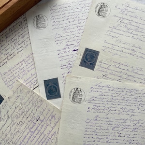 Antique French Handwritten Manuscript Dated 1883, Gorgeous Calligrapy Decoupage Legal Document Ephemeral