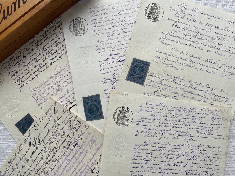 Antique French Handwritten Manuscript Dated 1883, Calligrapy