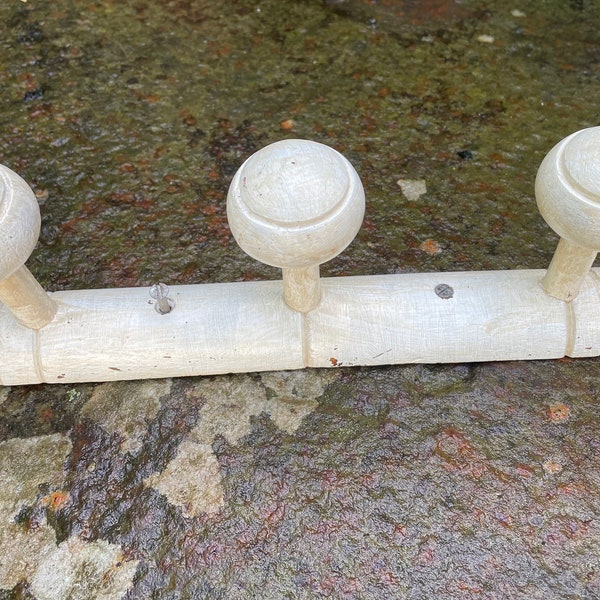 Vintage Hat/Coat Rack, Wood Coat Hooks Rail, 3 Hat/Coat Pegs, French Portmanteau, Coat Rack, Hat and Coat With 3 Hanger Hooks