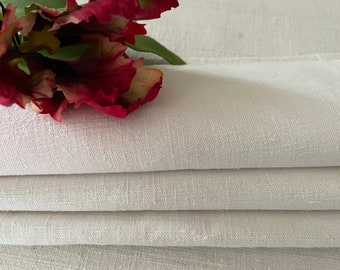 Tissu français ancien, lin filé maison, tissu d'ameublement artisanal 50 x 50 cm 20 x 20 pouces, blanc doux, tissé à la main