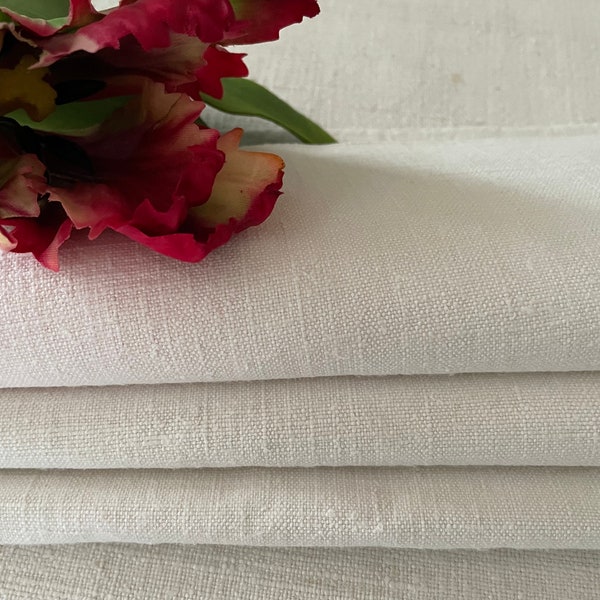 Antique French Fabric Homespun Linen Metis, Fabric, Crafts Upholstery  50 x 50 cms  20 x 20 inches, Soft White, Hand Loomed