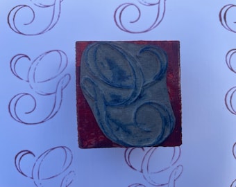 Antique French Monogram Stamp ‘G’, Trousseau Stamp, Embroidery Stamp, Crafting Stamp