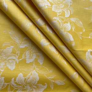 Vintage French Unused Damask Fabric, French Ticking, Toile de Matelas,  Reversible, Lily Design  Fleur Bleue Linen Metis