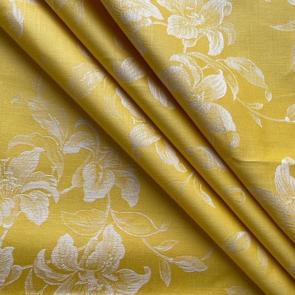 vintage Français Tissu Damassé Inutilisé, Français Coutil, Toile de Matelas, Réversible, Lily Design Fleur Bleue Lin Métis