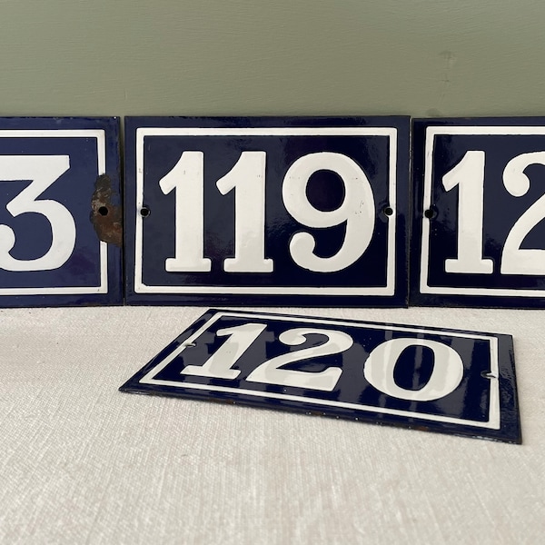 Vintage French Enamelled House Number 83 and 119 and 120