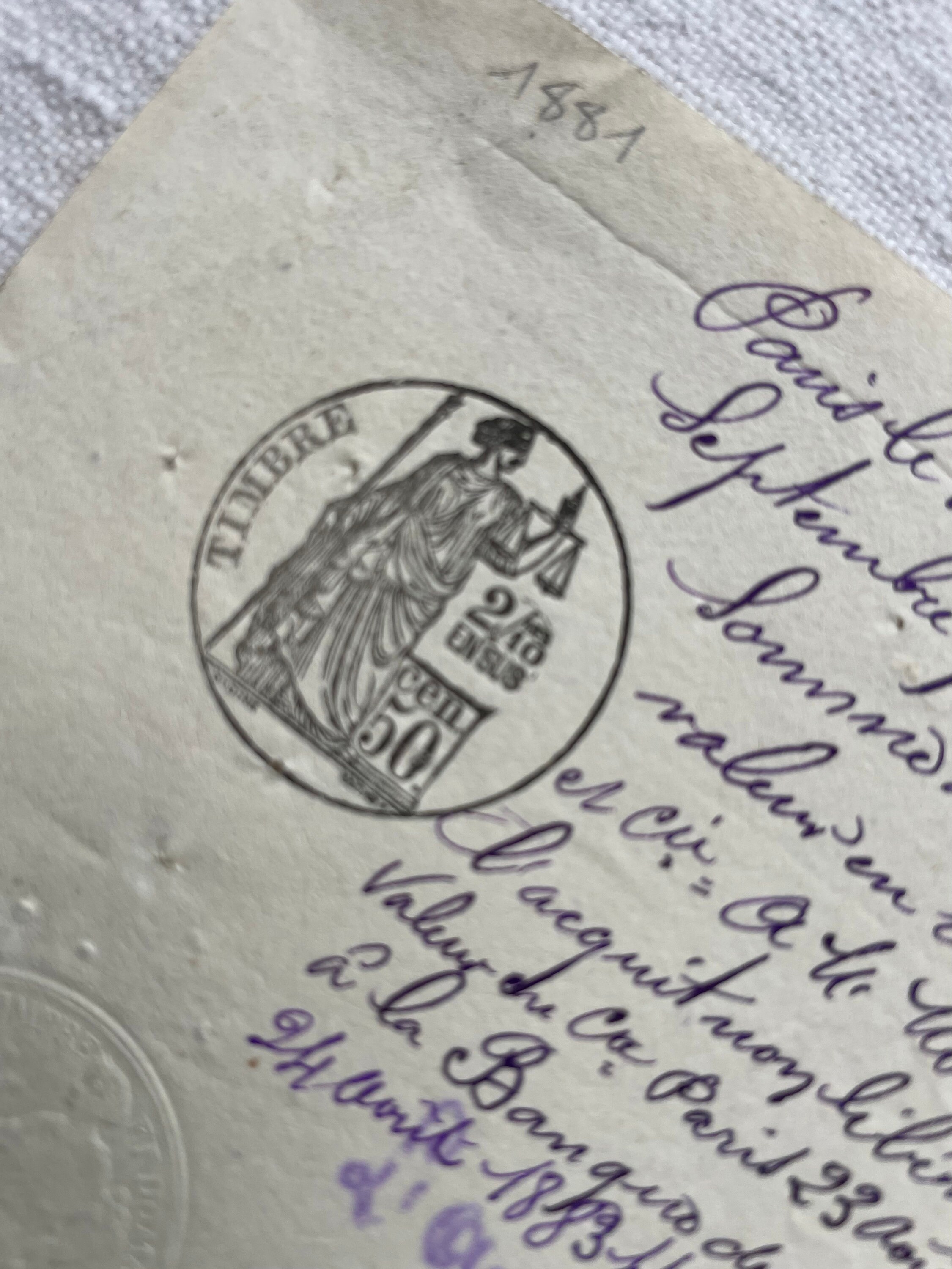 Antique French Handwritten Manuscript Dated 1883, Calligrapy