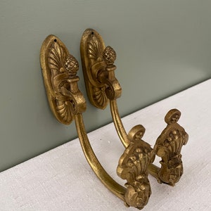 Pair Antique French Ormolu Curtain Tie Backs Curtain Holders 1900's  Chateau Chic Curtain Dressing