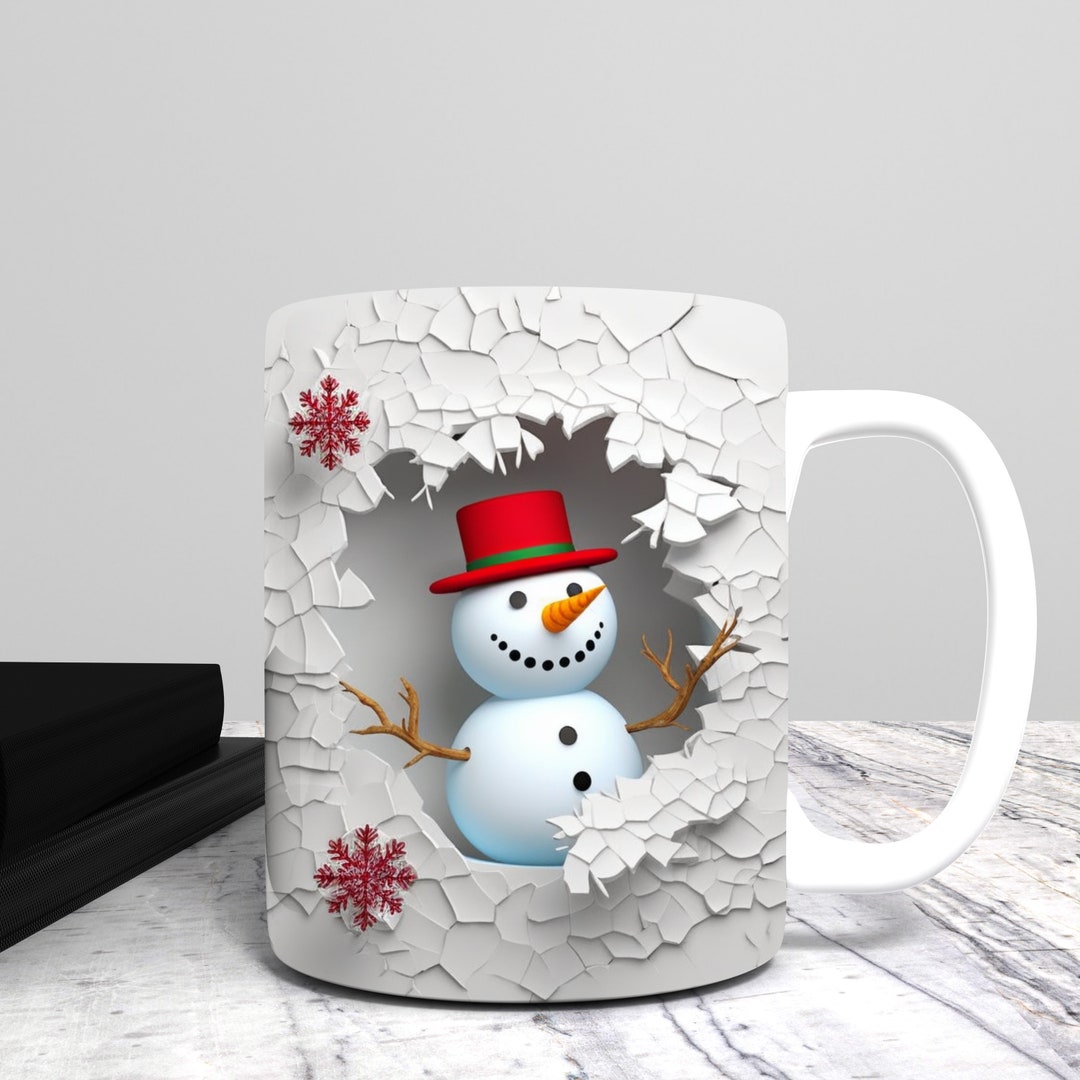 3D Snowman Mug Wrap Christmas Mug Template Christmas Mug Etsy