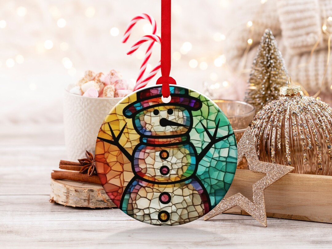 Stained Glass Snowman Ornaments Christmas PNG Digital File Etsy