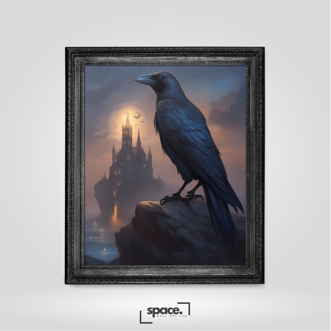 Vintage Raven Oil Painting Raven Wall Decor Crow Art Prints Etsy UK