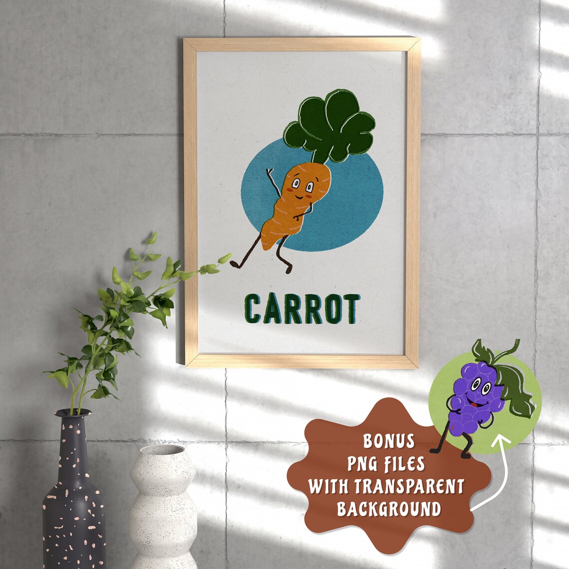 Seasonal Food Poster, Art for Kids Hub, Vegetable Poster, Risograph