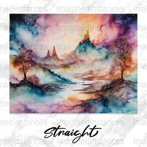 Alcohol Ink Landscape tumbler wrap (5)20oz Tumbler Sublimation Wrap, Straight and Tapered, High Resolution PNG, Instant Download, 300 DPI