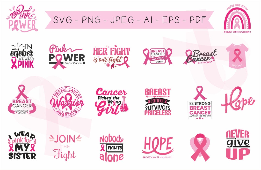 Breast Cancer SVG Bundle Cancer SVG Cancer Awareness Ribbon - Etsy