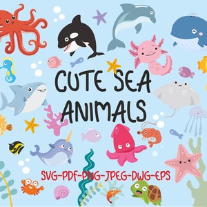 cute sea animals, nursery decor, baby wall art, cute axolotl, jellyfish, whale, cute ocean animals png, baby shower, baby shower prints