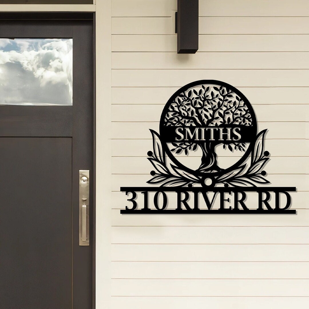 Tree Address Tree of Life Wall Art Custom Family Tree Address Sign, Front Porch ...