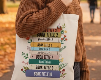 Personalisierte Buch-Liebhaber-Einkaufstasche, Blumengeschenk für Bücherwurm