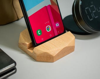 Wood Phone Stand - Stylish Desk Organizer and iPhone Holder - Perfect Gift for Home or Office