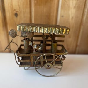 Vintage koperen/tinnen tuinwagen