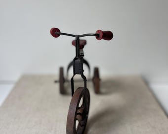 Réplique Ancienne Tricycle En Bois Et Métal – Décoration Maison – Vintage
