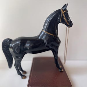 Vintage Breyer Horse Figurine – Black Plastic Model with Chain Bridle – Early Breyer Mold – Equestrian Collector’s Horse | Breyer Collector