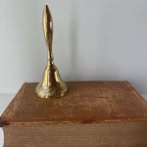 Vintage Brass Hand Bell with Floral Etching | Ornate Decorative Table Bell | Classic Solid Brass Bell | Antique-Style Call Bell | Brass Bell