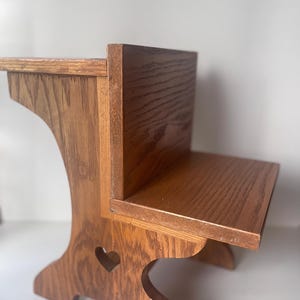Vintage Wooden Doll Desk with Heart Cutout – Miniature School Desk Bench – Handmade Oak Wood Display Furniture - Photography Prop - Designer