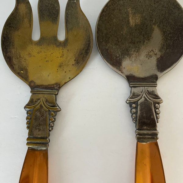 Vintage Copper/Brass serving spoon & fork set