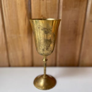Brass Goblet.  Brass Wine Glass.  Brass Champagne.  Brass decor.  Brass Wedding.  Chalice.