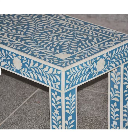 Handmade Wooden Bone Inlay Bench Blue Butler Inlay Furniture - Etsy