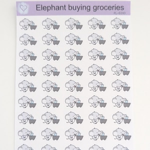 Planner sticker Elephant Buying Boodschappen, functionele planning