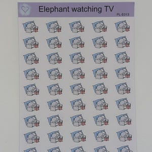 Adesivo per pianificatore Elephant Watching TV, pianificazione funzionale