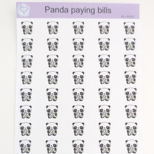 Naklejka planera Panda Paying Bills, funkcjonalne planowanie