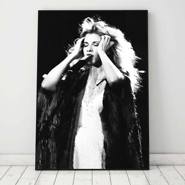 Stevie Nicks Poster, Stevie Nicks Print, music art print, retro music poster, Black and White poster, Music Room Decor, Retro Wall Art