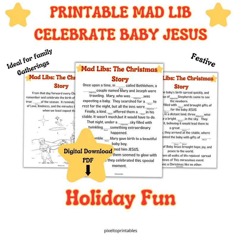 Printable Mad Lib-celebrate Baby Jesus' Christmas Story Fun Activity - Etsy