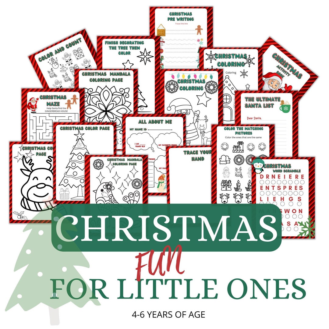 Christmas Fun for Little Ones, Printable, 4-6 Yr Olds Activity Pages ...