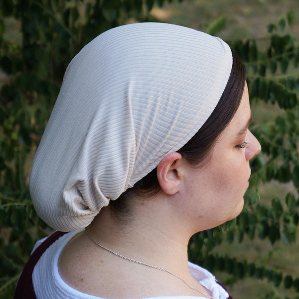 Head Cover Snood Ribbed Natural Orthodox Christian