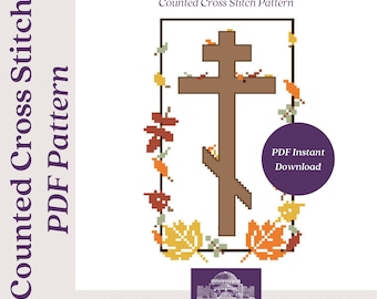 Patrón de punto de cruz contado en PDF digital Cruz otoñal