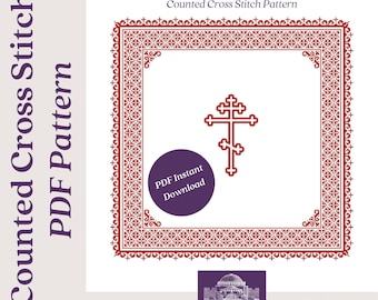Patrón de punto de cruz contado en cruz ortodoxo de encaje digital PDF para la cubierta de la cesta Pascha