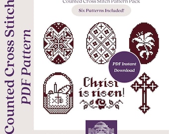 PDF digitalPaquete de patrones de punto de cruz contado Orthodox Easy Pascha