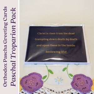 Pascha Orthodox Greeting Cards -Navy Paschal Troparion Pack